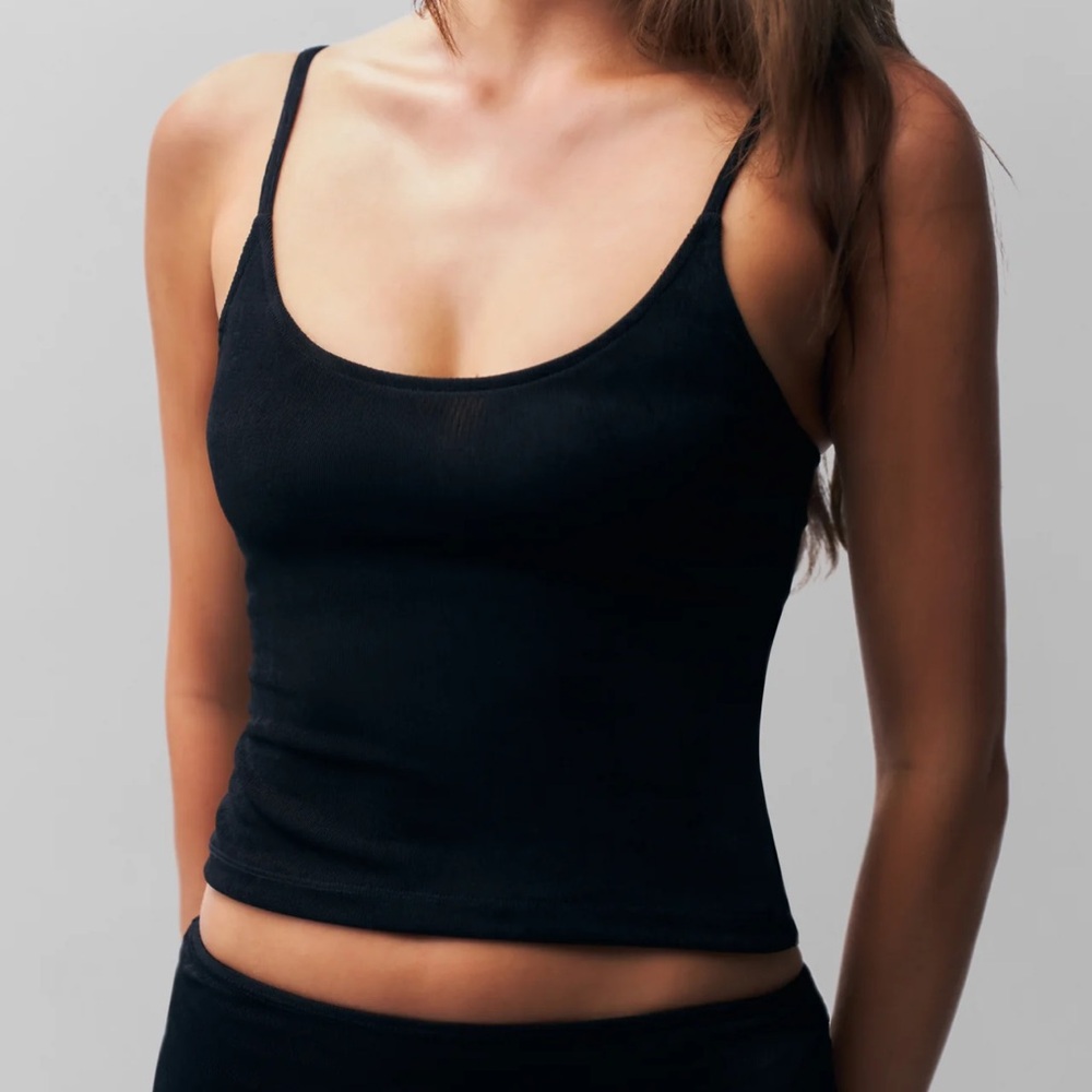 Danielle Guizio Black Fitted Crop Camisole